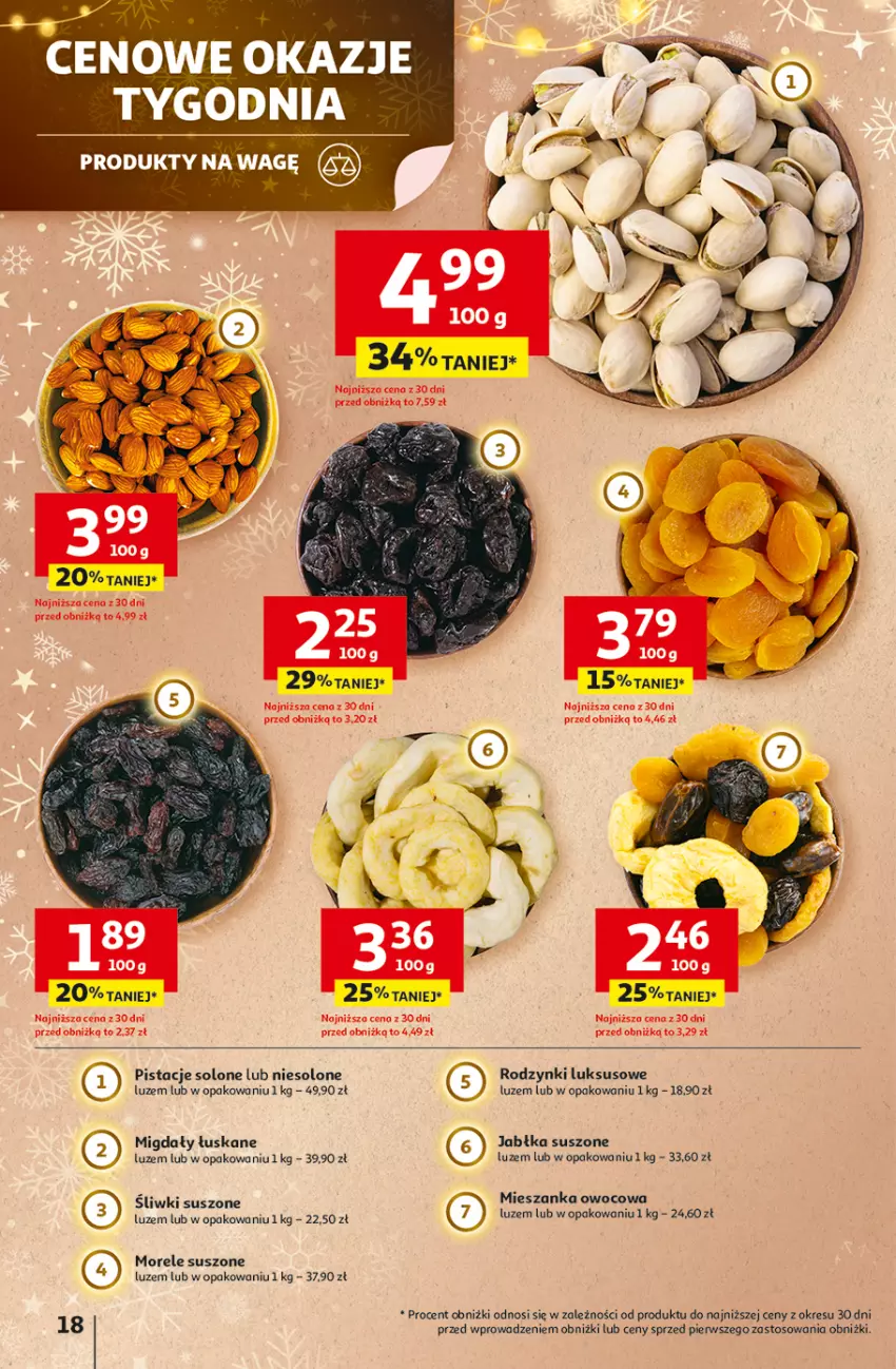 Gazetka promocyjna Auchan - Święta jak babcię kocham Hipermarket - ważna 18.12 do 23.12.2025 - strona 18 - produkty: Jabłka, Migdały, Migdały łuskane, Pistacje, Rodzynki