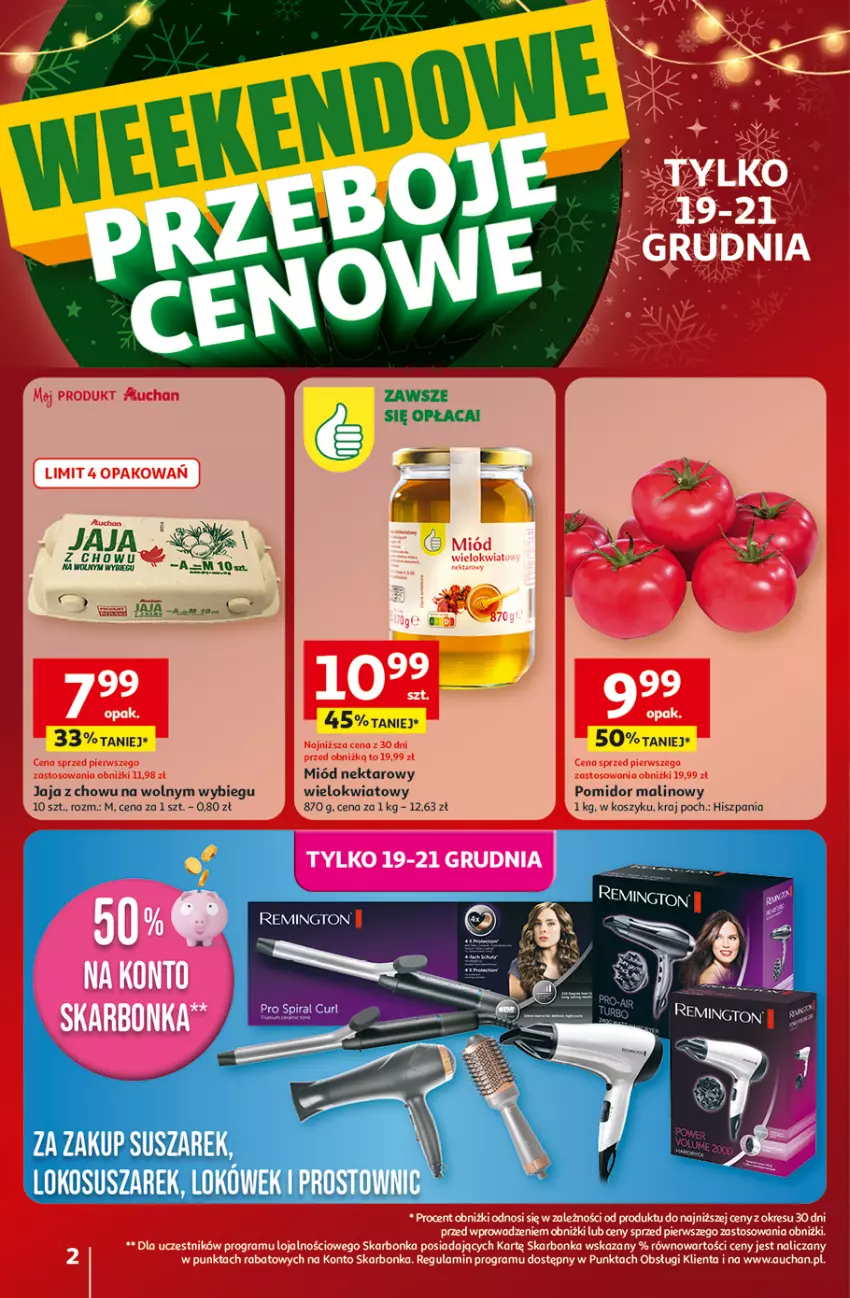 Gazetka promocyjna Auchan - Święta jak babcię kocham Hipermarket - ważna 18.12 do 23.12.2025 - strona 2 - produkty: Jaja, Kosz, Miód, Nektar, Pomidor malinowy