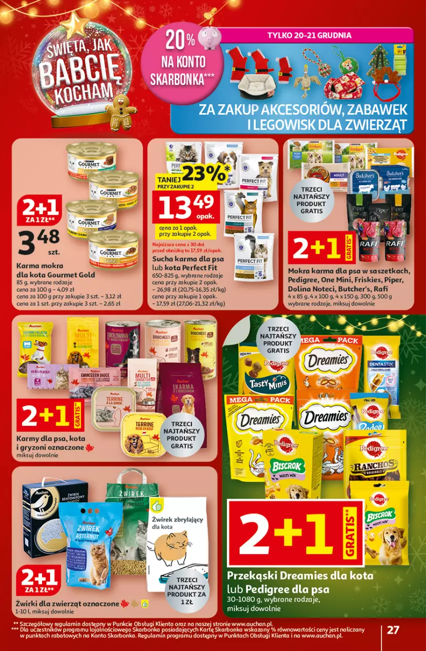 Gazetka promocyjna Auchan - Święta jak babcię kocham Hipermarket - ważna 18.12 do 23.12.2025 - strona 27 - produkty: Butcher's, Fa, Friskies, Gourmet Gold, Gra, Gry, LEGO, Mokra karma, Pedigree, Sucha karma