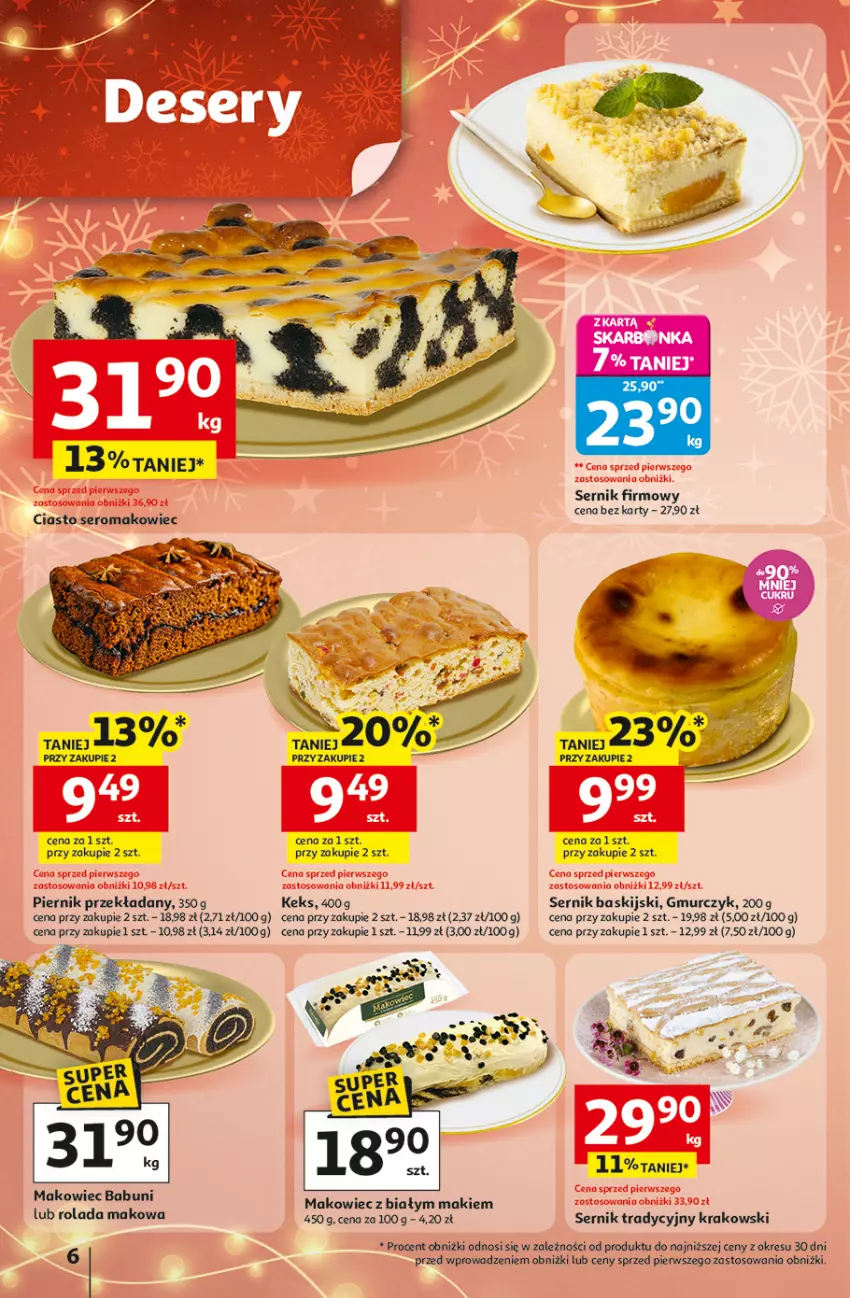Gazetka promocyjna Auchan - Święta jak babcię kocham Hipermarket - ważna 18.12 do 23.12.2025 - strona 6 - produkty: Makowiec, Piernik, Rolada, Ser