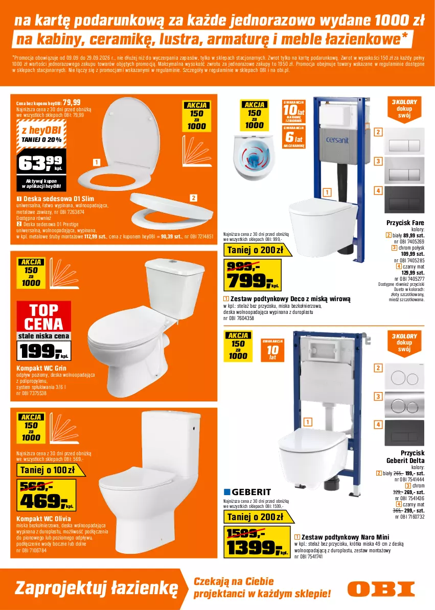 Gazetka promocyjna Obi - Gazetka OBI - ważna 09.09 do 29.09.2026 - strona 3 - produkty: Deska sedesowa, Deska wolnoopadająca, Fa, Kompakt WC, Meble, Meble łazienkowe, Miska, Sok, Top