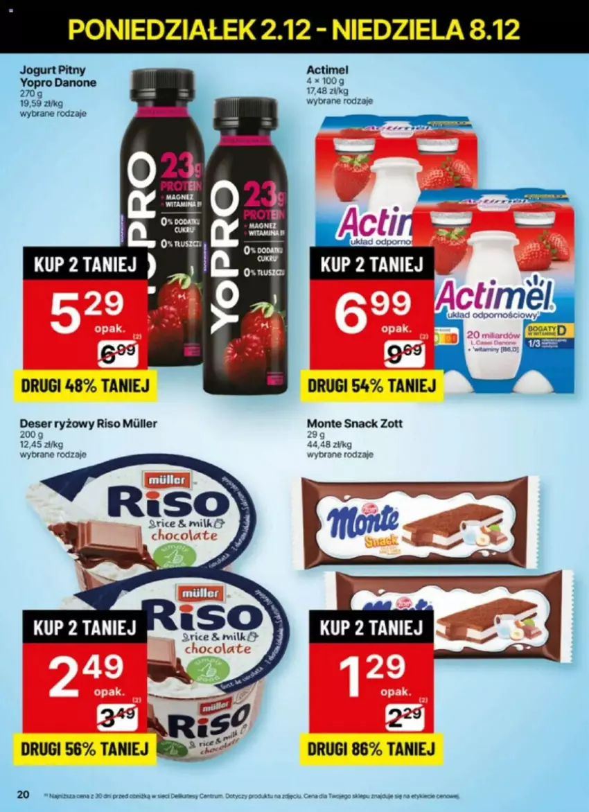 Gazetka promocyjna Delikatesy Centrum - ważna 02.12 do 08.12.2024 - strona 13 - produkty: Actimel, Deser, Gry, Jogurt, Jogurt pitny, Monte, Rum, Ryż, Ser, Zott