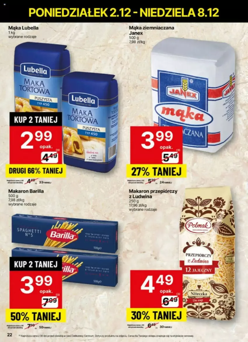 Gazetka promocyjna Delikatesy Centrum - ważna 02.12 do 08.12.2024 - strona 15 - produkty: Barilla, Bell, Bella, Fa, Lubella, Mąka, Makaron