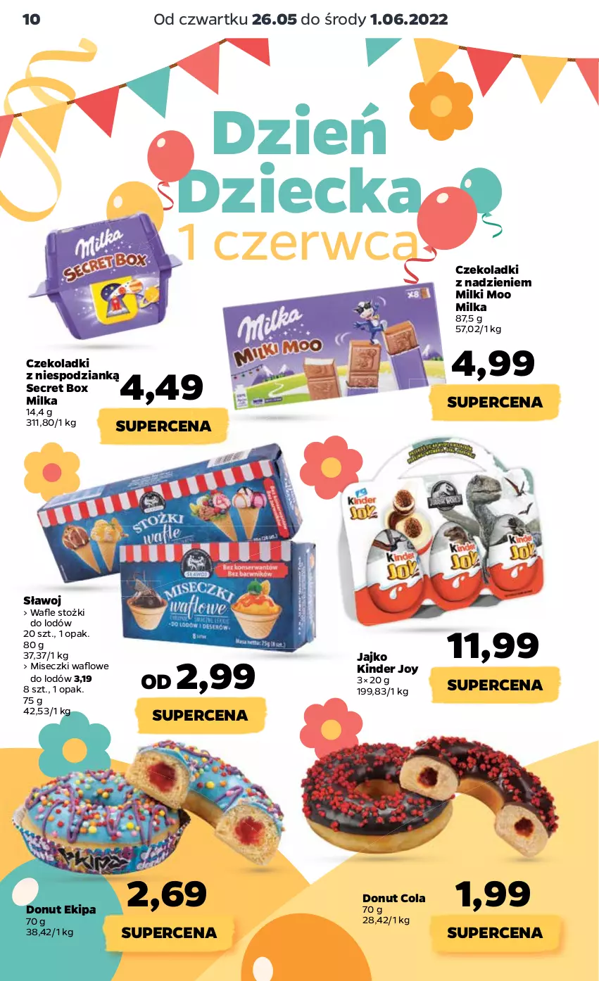 Gazetka promocyjna Netto - Gazetka spożywcza 26.05-1.06 - ważna 26.05 do 01.06.2022 - strona 10 - produkty: Donut, Kinder, Milka, Wafle