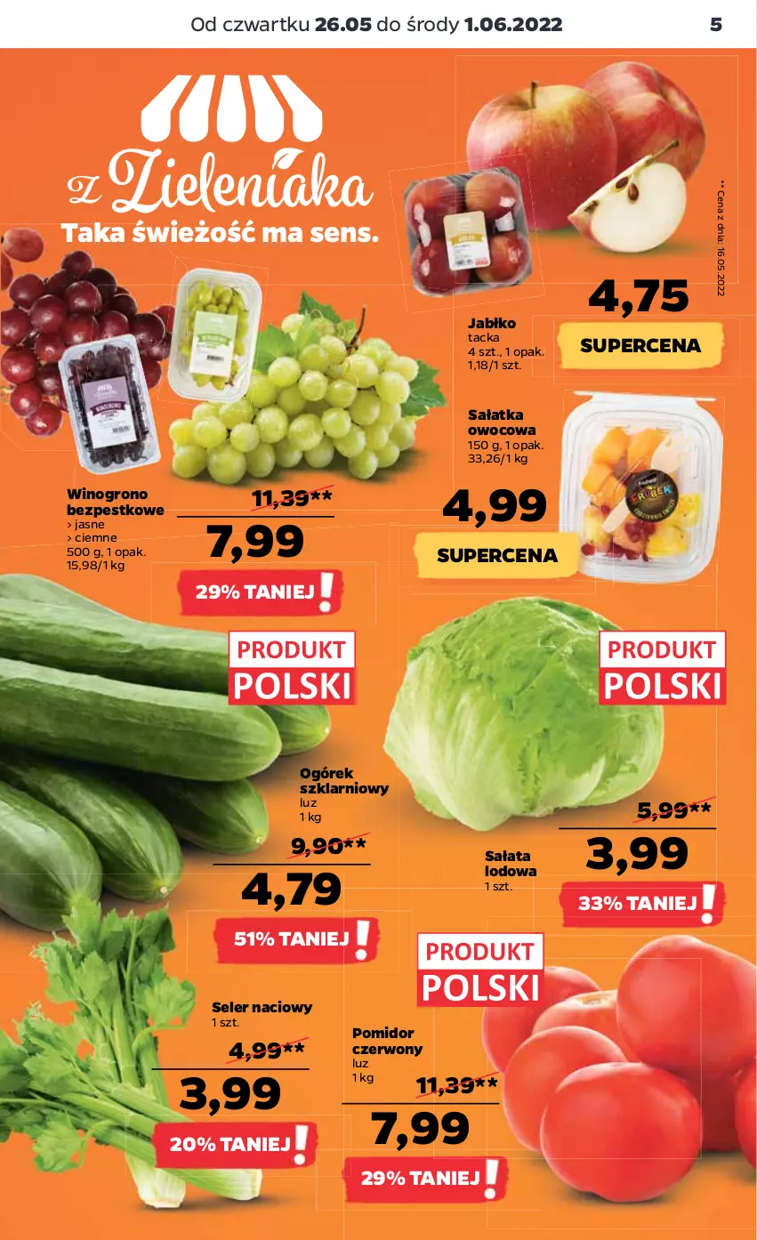 Gazetka promocyjna Netto - Gazetka spożywcza 26.05-1.06 - ważna 26.05 do 01.06.2022 - strona 5 - produkty: Ogórek, Sałat, Sałata lodowa, Sałatka, Seler naciowy, Wino