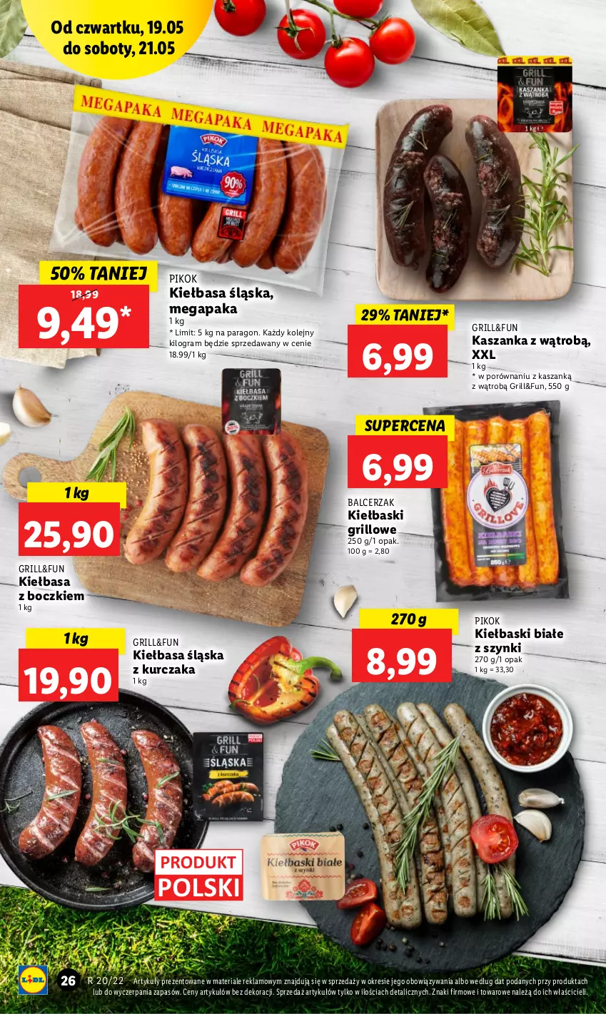 Gazetka promocyjna Lidl - GAZETKA - ważna 19.05 do 21.05.2022 - strona 26 - produkty: Gra, Grill, Kasza, Kaszanka, Kiełbasa, Kiełbasa śląska, Kiełbaski białe, Kurczak, Olej, PIKOK, Por