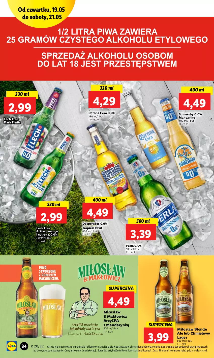 Gazetka promocyjna Lidl - GAZETKA - ważna 19.05 do 21.05.2022 - strona 34 - produkty: Desperados, Mango, Perła, Somersby, Tropical