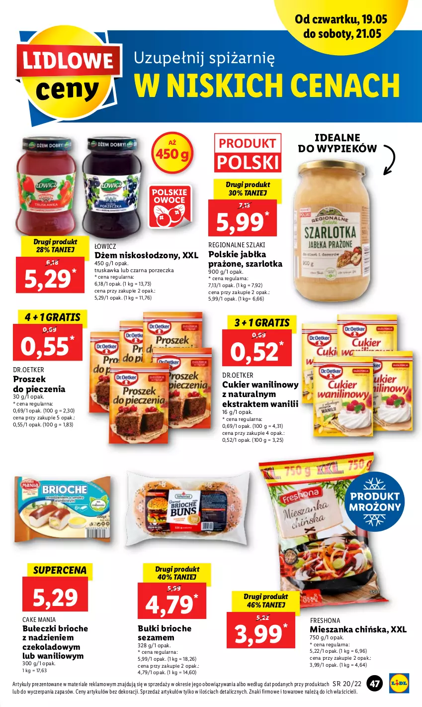 Gazetka promocyjna Lidl - GAZETKA - ważna 19.05 do 21.05.2022 - strona 47 - produkty: Bułeczki, Cukier, Cukier wanilinowy, Dżem, Gra, Jabłka, Jabłka prażone, Piec, Por, Proszek do pieczenia, Sezam, Szarlotka