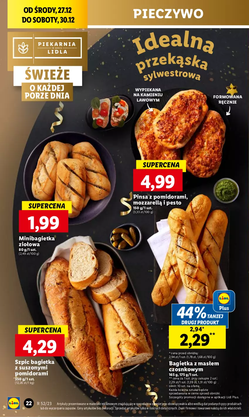 Gazetka promocyjna Lidl - GAZETKA - ważna 27.12 do 30.12.2023 - strona 22 - produkty: Bagietka, Olej, Pesto, Piec, Pieczywo, Por, Szpic