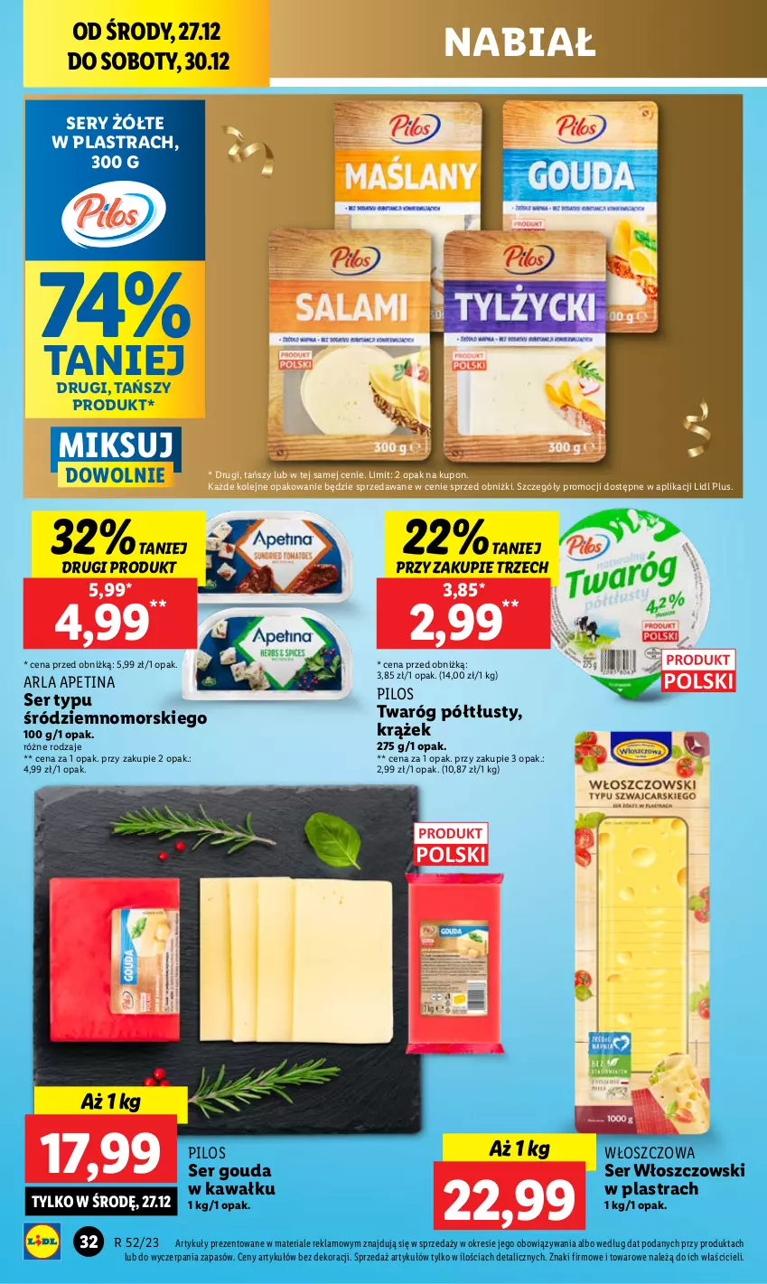 Gazetka promocyjna Lidl - GAZETKA - ważna 27.12 do 30.12.2023 - strona 32 - produkty: Gouda, Kawa, Olej, Pilos, Ser, Twaróg, Twaróg półtłusty, Włoszczowski