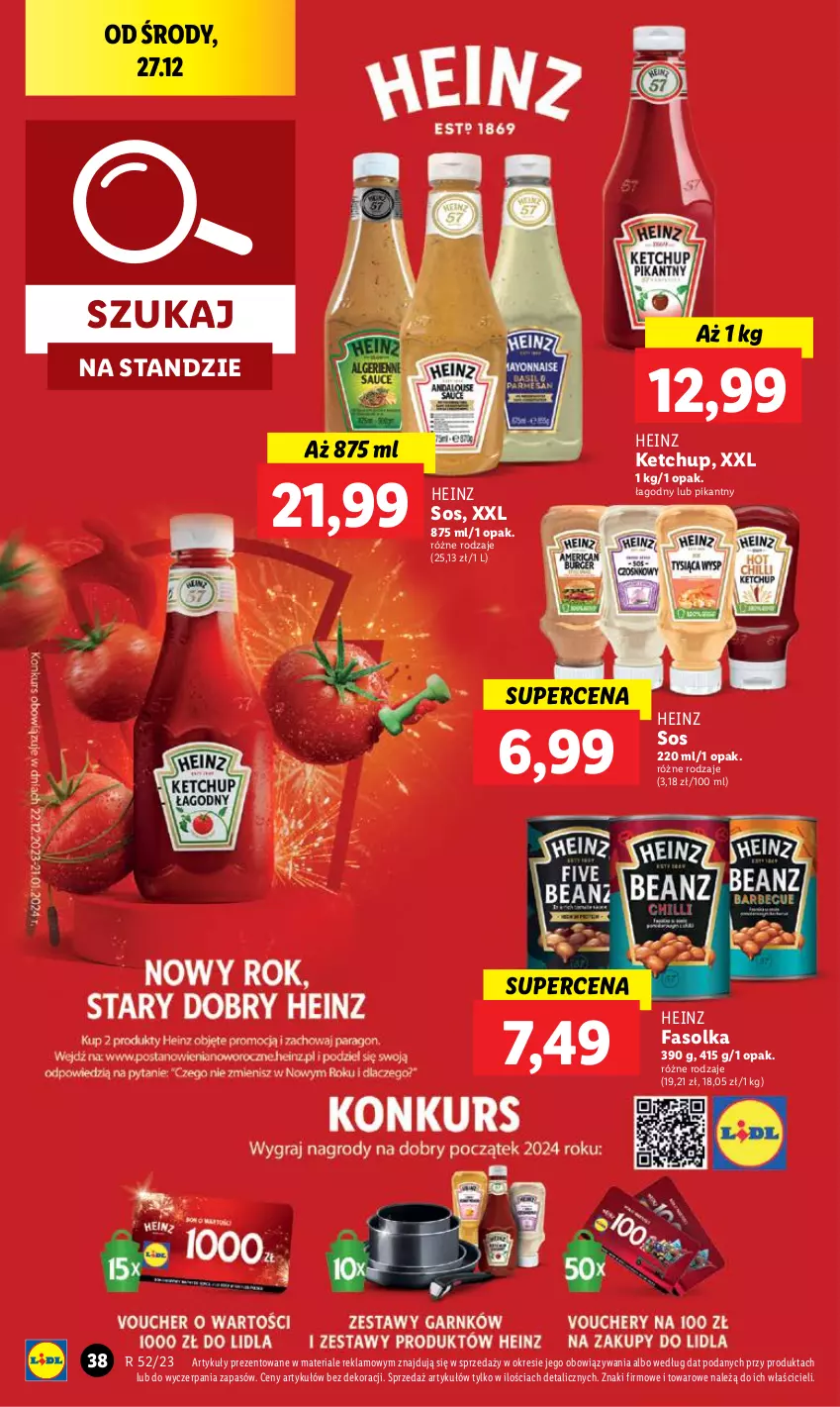 Gazetka promocyjna Lidl - GAZETKA - ważna 27.12 do 30.12.2023 - strona 38 - produkty: Fa, Heinz, Ketchup, Sos