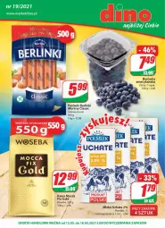 Gazetka promocyjna Dino - Gazetka - Gazetka - ważna od 18.05 do 18.05.2021 - strona 1 - produkty: Borówka, Borówka amerykańska, Parówki, Kawa, Morliny, Mocca Fix Gold, Polmiek, Woseba, Berlinki, Mleko
