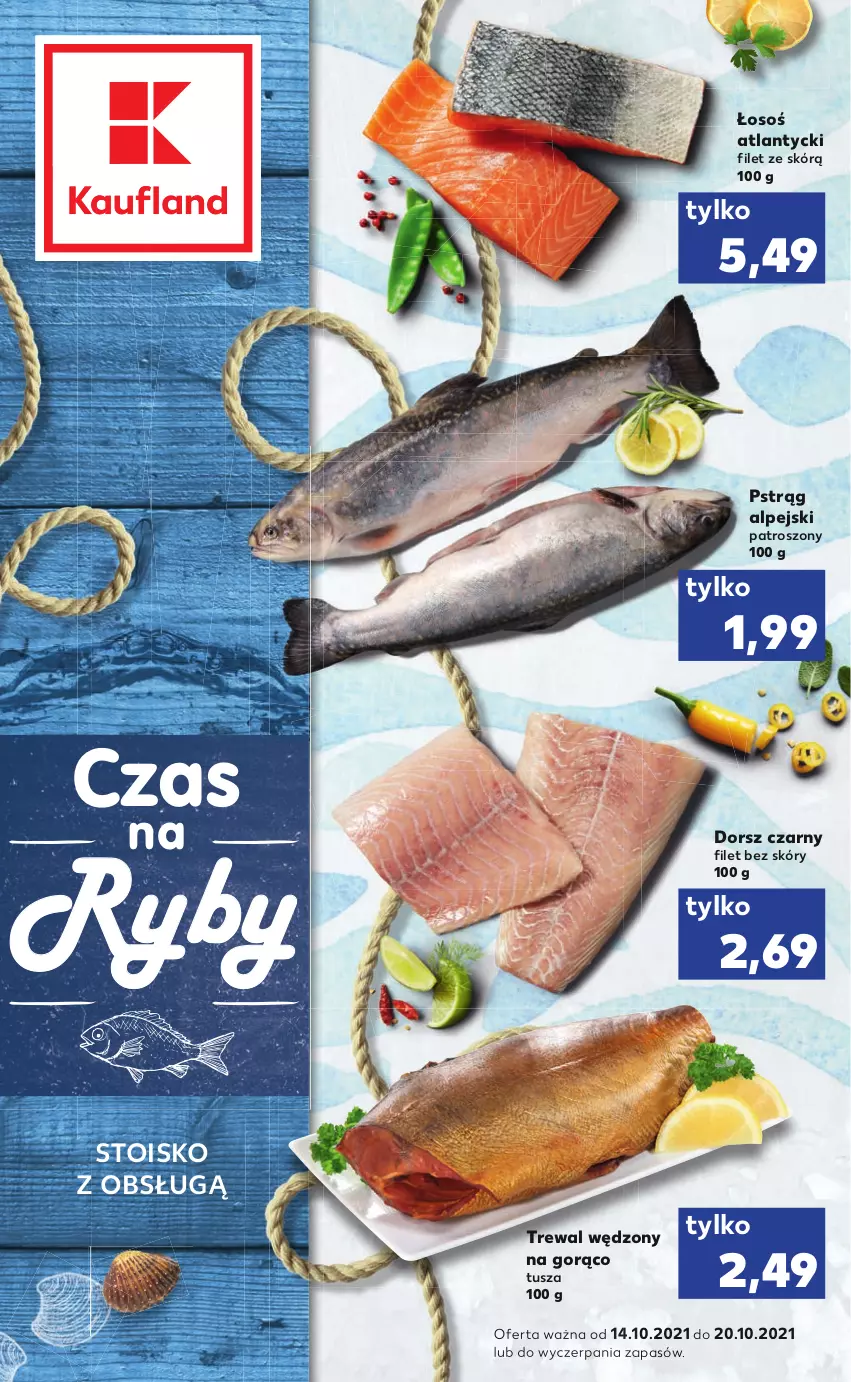 Gazetka promocyjna Kaufland - RYBY - ważna 14.10 do 20.10.2021 - strona 1 - produkty: Dorsz, Pstrąg, Tusz