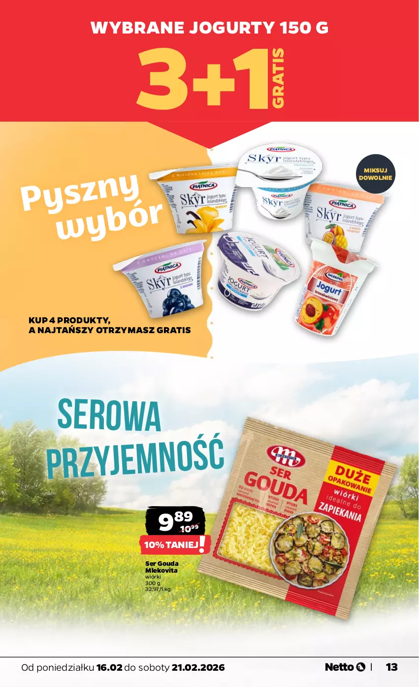 Gazetka promocyjna Netto - Od Poniedziałku - ważna 16.02 do 21.02.2026 - strona 13 - produkty: Gouda, Gra, Jogurt, Mleko, Mlekovita, Ser