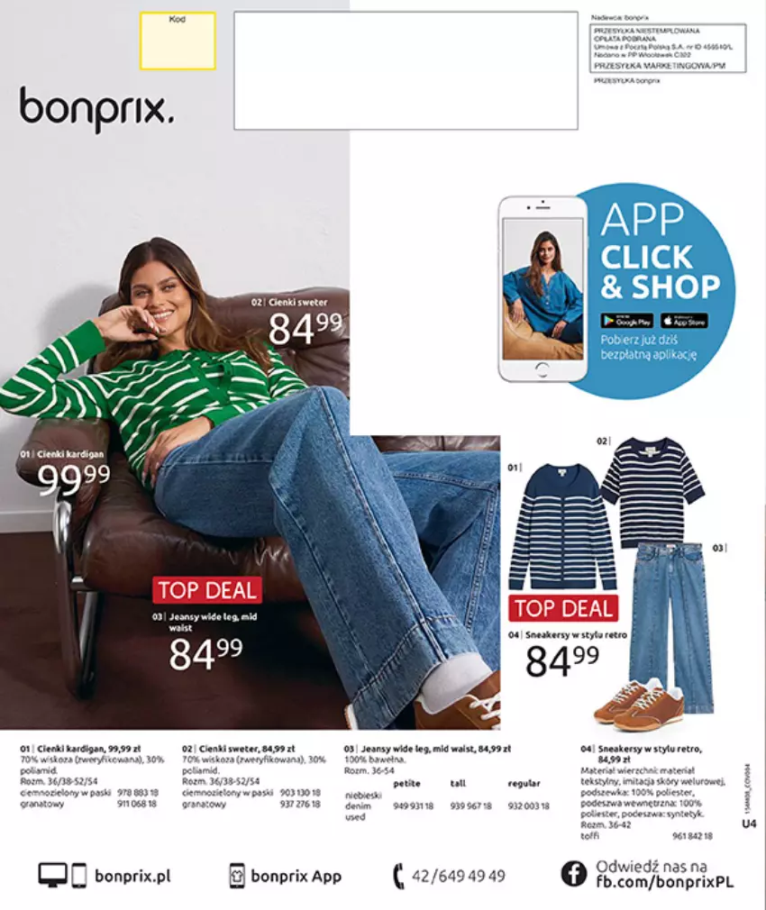 Gazetka promocyjna Bonprix - DENIM CLUB - ważna 10.08 do 08.09.2026 - strona 100 - produkty: Gra, Granat, HP, Kardigan, Por, Top, Wódka