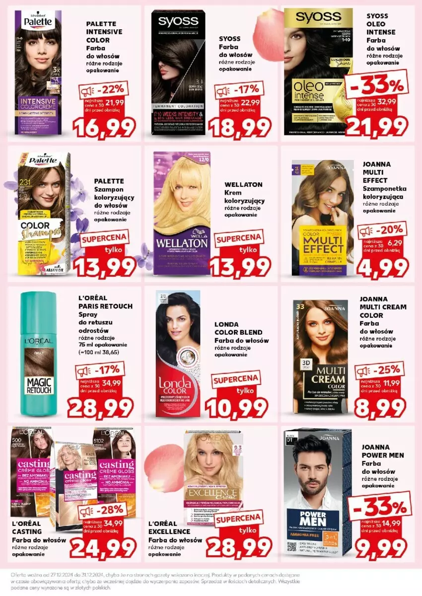 Gazetka promocyjna Kaufland - ważna 30.12 do 31.12.2024 - strona 44 - produkty: Fa, Farba do włosów, Joanna, Oleo, Palette, Syoss, Tusz, Wella