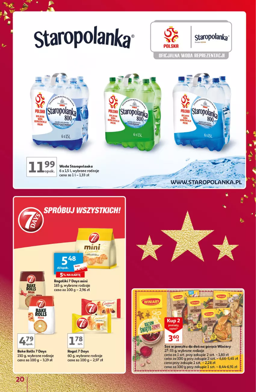 Gazetka promocyjna Auchan - Znane Marki Lubiane Hipermarket Auchan - ważna 30.11 do 09.12.2023 - strona 20 - produkty: 7 Days, Bake Rolls, Rogal, Sos, Staropolanka, Winiary, Woda