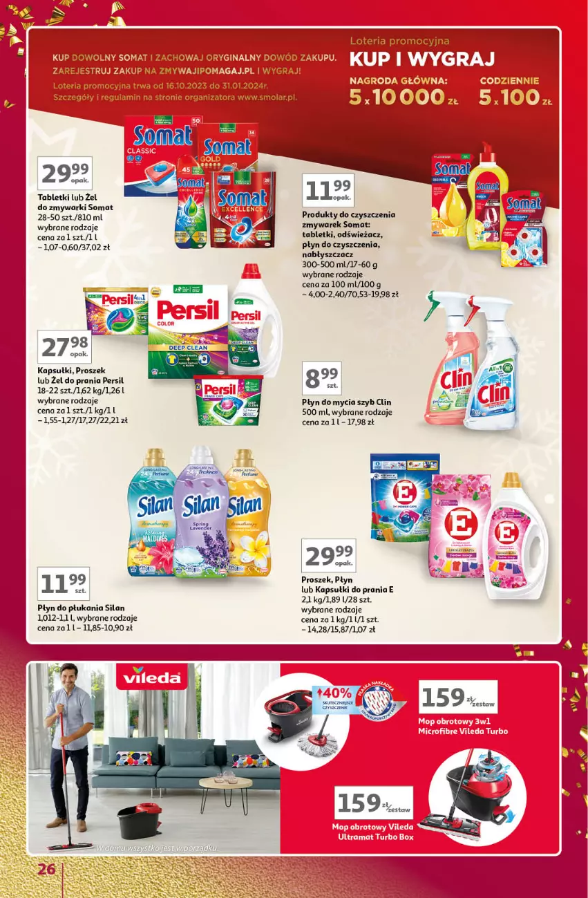 Gazetka promocyjna Auchan - Znane Marki Lubiane Hipermarket Auchan - ważna 30.11 do 09.12.2023 - strona 26 - produkty: Clin, Kapsułki do prania, Persil, Płyn do mycia, Płyn do płukania, Silan, Somat, Tablet, Zmywarki