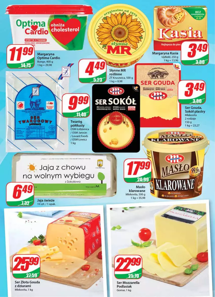 Gazetka promocyjna Dino - Gazetka - ważna 02.02 do 08.02.2022 - strona 15 - produkty: Gouda, Jaja, Kasia, Margaryna, Mleko, Mlekovita, Mozzarella, Optima, Optima Cardio, Piec, Ser, Sok, Sokół, Twaróg