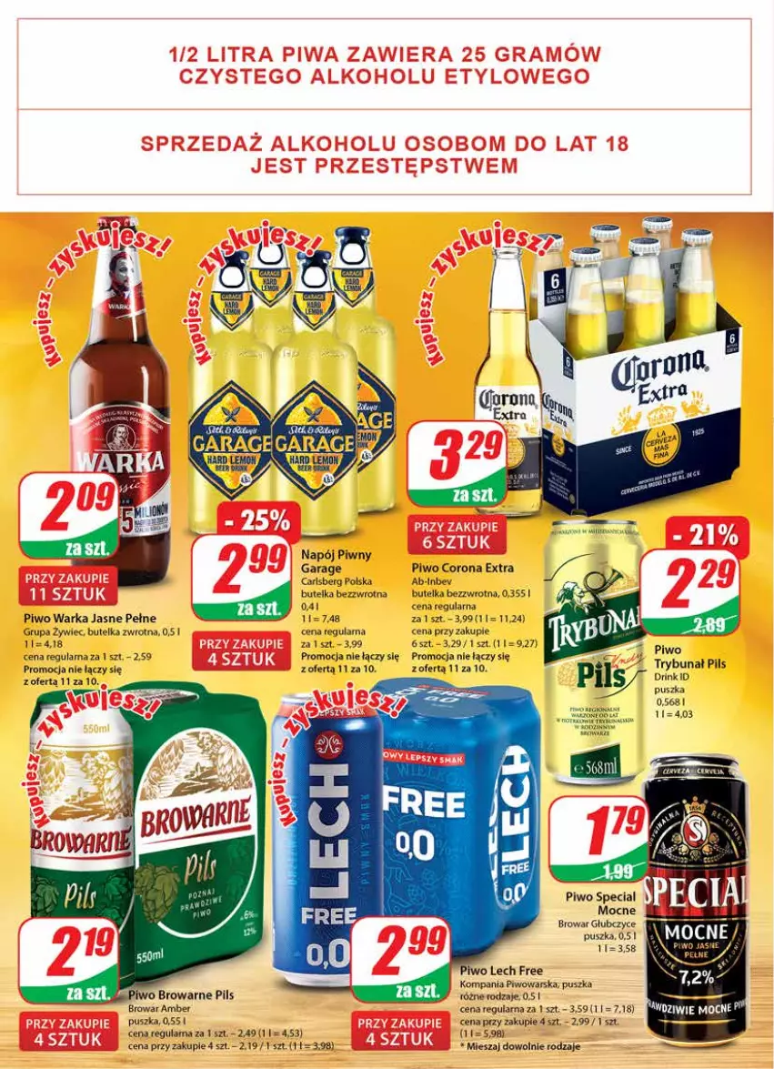 Gazetka promocyjna Dino - Gazetka - ważna 02.02 do 08.02.2022 - strona 18 - produkty: Carlsberg, Corona Extra, Napój, Piwo, Warka