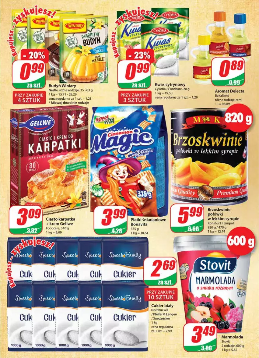 Gazetka promocyjna Dino - Gazetka - ważna 02.02 do 08.02.2022 - strona 5 - produkty: Bakalland, Brzoskwinie, Budyń, Cukier, Delecta, Fa, Karp, Kwas cytrynowy, Marmolada, Mola, Syrop, Winiary