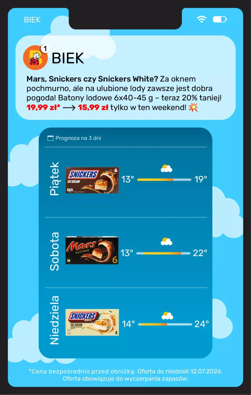 Gazetka promocyjna Biedronka - BIEK - ważna 10.07 do 17.07.2026 - strona 13 - produkty: Baton, Lody, Mars, Snickers, Tera