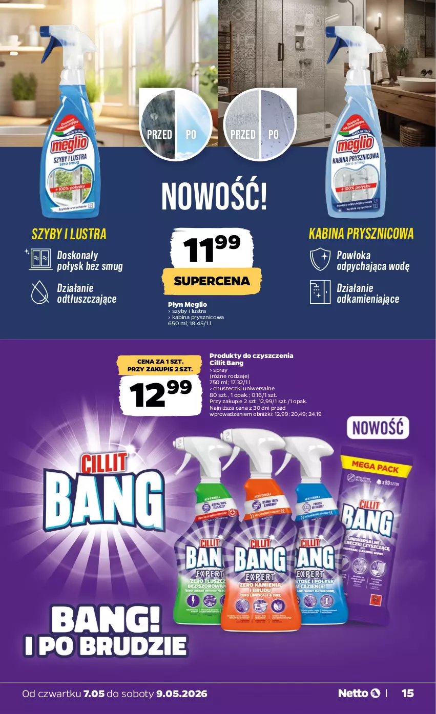Gazetka promocyjna Netto - Od Czwartku - ważna 07.05 do 09.05.2026 - strona 15 - produkty: Chusteczki, Cillit Bang, Kabina prysznicowa