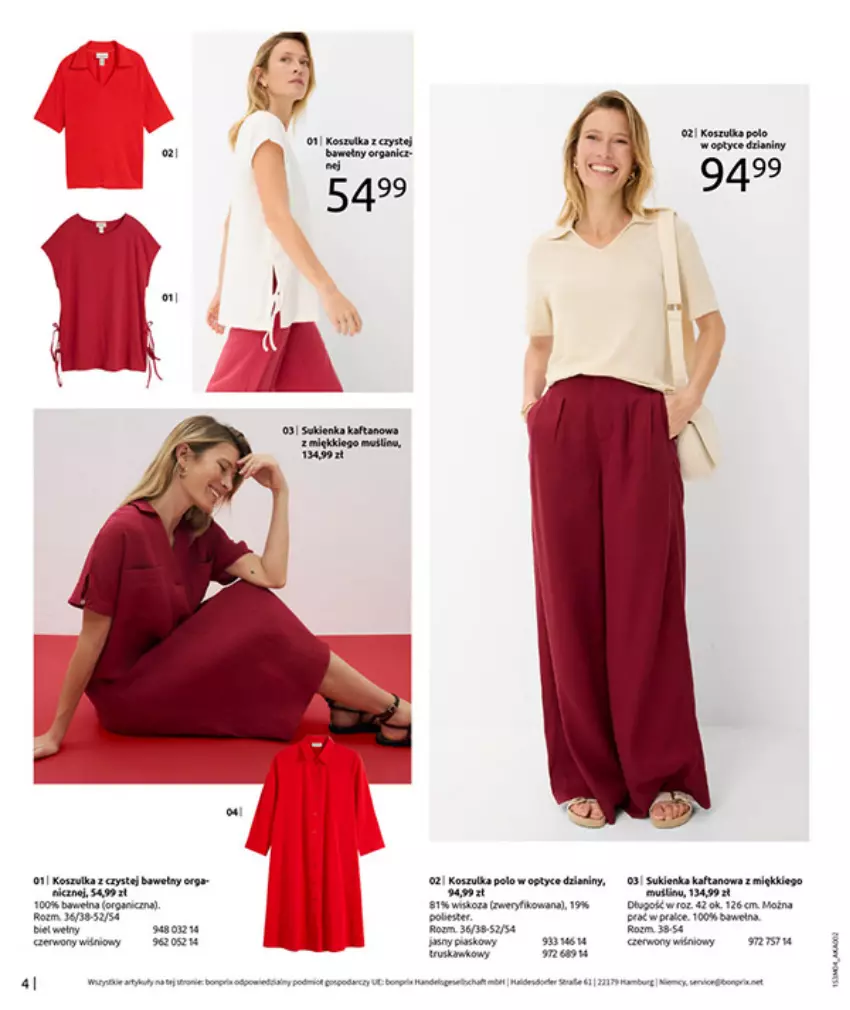 Gazetka promocyjna Bonprix - WSZYSTKO W CZERWIENI - ważna 30.03 do 27.04.2026 - strona 6 - produkty: Fa, Kosz, Koszulka, Sukienka, Wiko