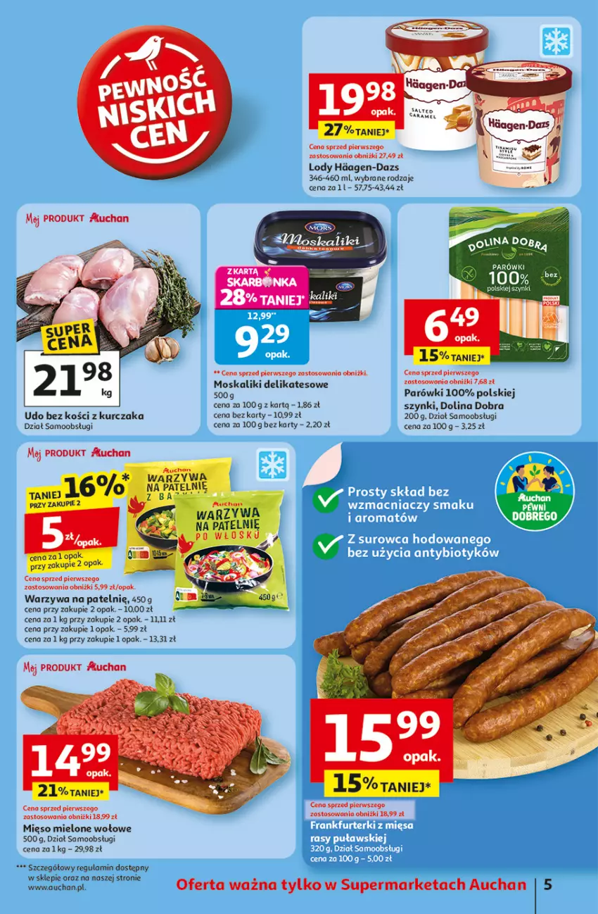Gazetka promocyjna Auchan - Odlotowe ceny na start szkoły Supermarket - ważna 28.08 do 03.09.2025 - strona 5 - produkty: Kurczak, Lody, Mięso, Mięso mielone, Parówki, Warzywa