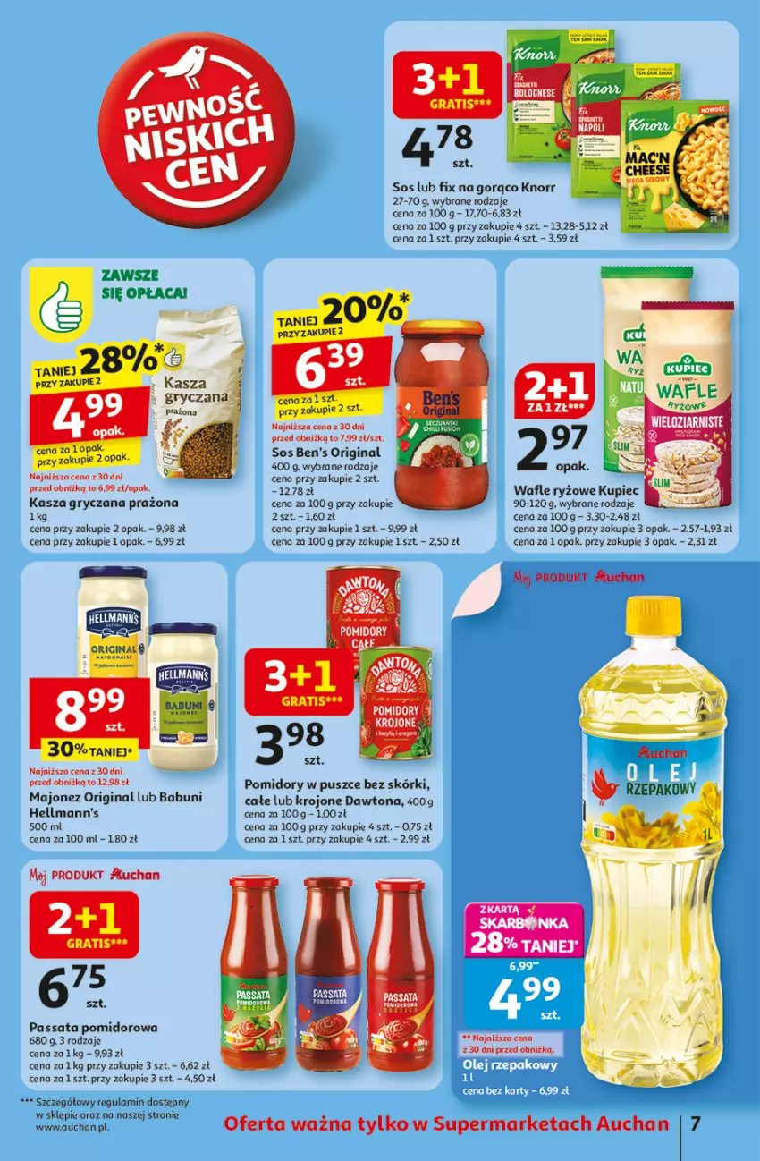 Gazetka promocyjna Auchan - Odlotowe ceny na start szkoły Supermarket - ważna 28.08 do 03.09.2025 - strona 7 - produkty: Babuni, Dawtona, Gin, Gra, Gry, Kasza, Kasza gryczana, Klej, Knorr, Kupiec, Majonez, Piec, Pomidory, Ryż, Sos, Wafle