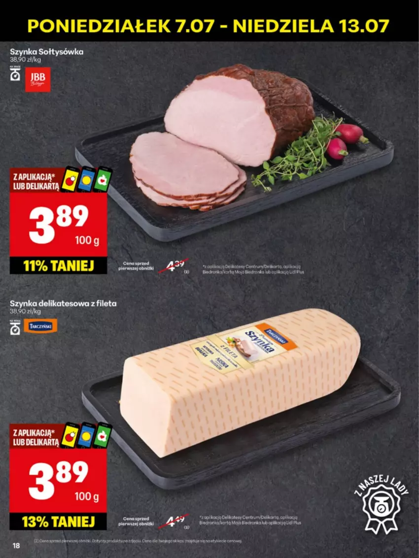 Gazetka promocyjna Delikatesy Centrum - Franczyza DC28 Poniedziałek - ważna 07.07 do 13.07.2025 - strona 18 - produkty: Szynka, Szynka delikatesowa