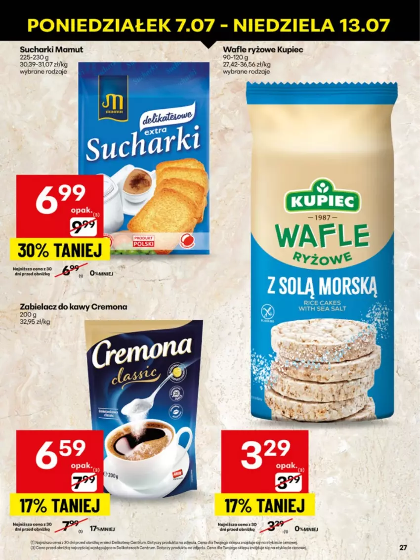 Gazetka promocyjna Delikatesy Centrum - Franczyza DC28 Poniedziałek - ważna 07.07 do 13.07.2025 - strona 27 - produkty: Kupiec, Piec, Ryż, Wafle