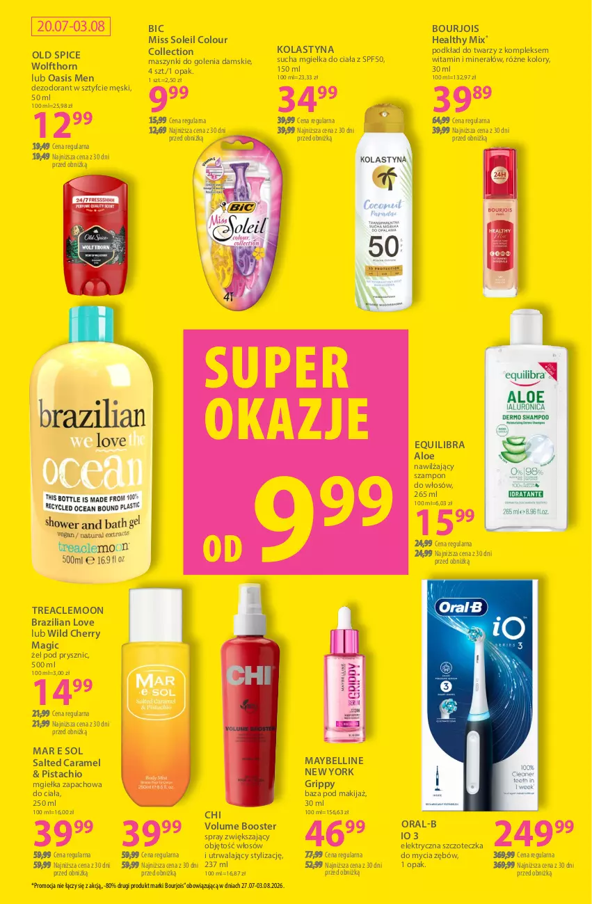 Gazetka promocyjna Hebe - Gazetka - ważna 20.07 do 03.08.2026 - strona 15 - produkty: Bell, BIC, Booster, Bourjois, Dezodorant, Elektryczna szczoteczka, Makijaż, Maybelline, Old Spice, Podkład, Podkład do twarzy, Szampon, Szczoteczka