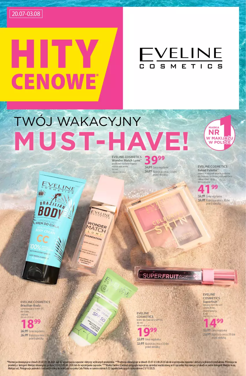 Gazetka promocyjna Hebe - Gazetka - ważna 20.07 do 03.08.2026 - strona 4 - produkty: Body, Bronzer, Eveline, Krem do twarzy, Makijaż, Mus, Paleta, Palette, Podkład, Rozświetlacz