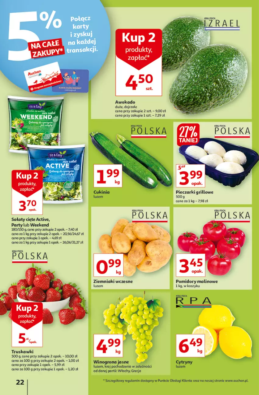 Gazetka promocyjna Auchan - Rysuje się porządek na biurku Hipermarkety - ważna 12.08 do 18.08.2021 - strona 22 - produkty: Cytryny, Grill, Kosz, Piec, Pomidory, Sałat, Truskawki, Wino, Winogrona, Ziemniaki