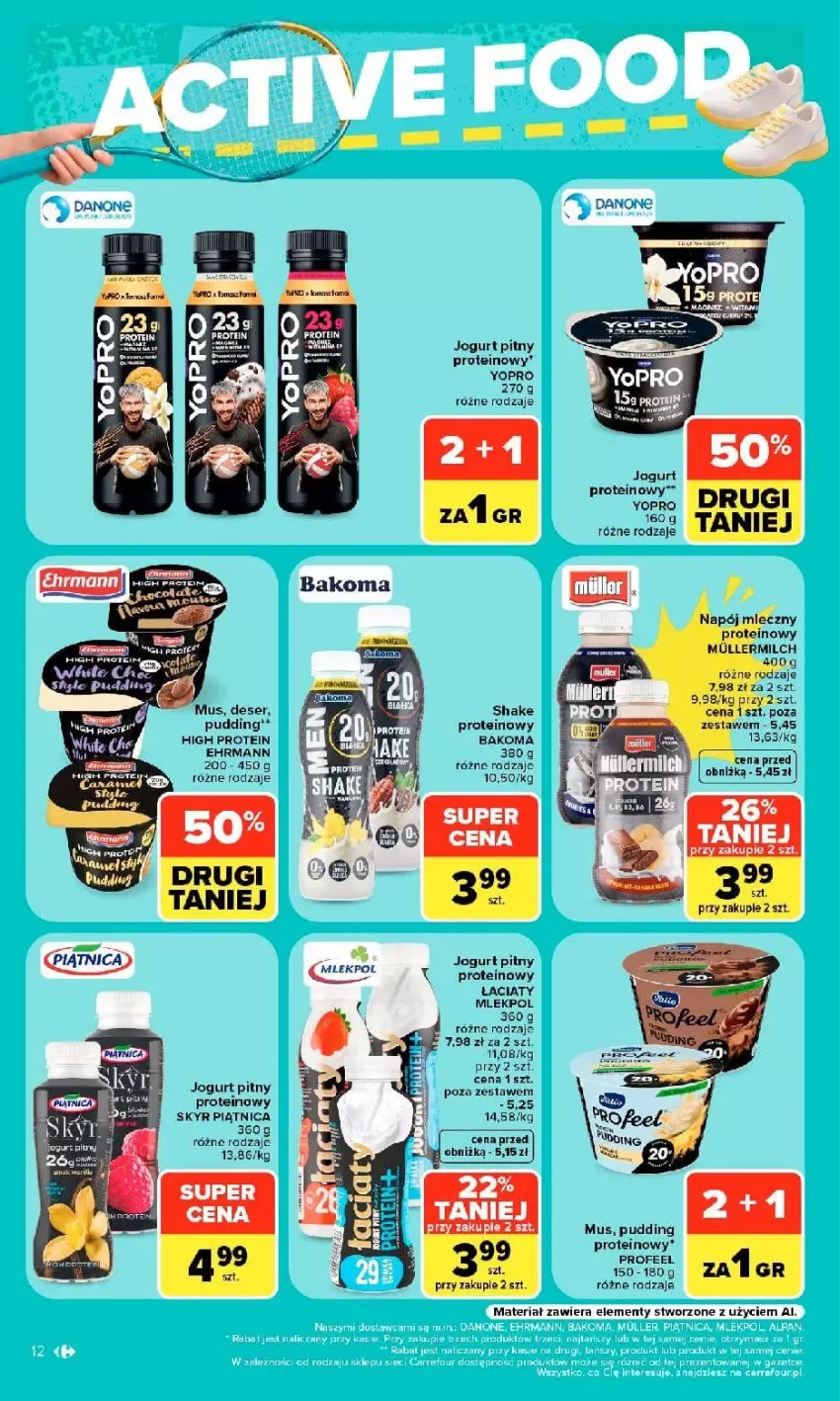 Gazetka promocyjna Carrefour - Gazetka Market w SUMIE siebie znasz najlepiej - ważna 07.09 do 19.09.2026 - strona 12 - produkty: Bakoma, Danone, Deser, Jogurt, Jogurt pitny, Mus, Napój, Napój mleczny, Piątnica, Pudding, Ser