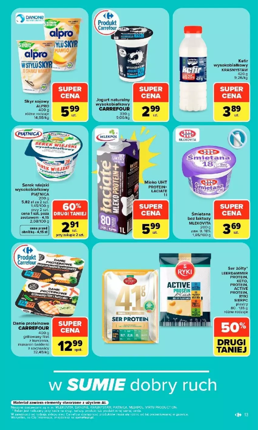 Gazetka promocyjna Carrefour - Gazetka Market w SUMIE siebie znasz najlepiej - ważna 07.09 do 19.09.2026 - strona 13 - produkty: Alpro, Grill, Jogurt, Jogurt naturalny, Kefir, Kurczak, Makaron, Mleko, Mlekovita, Piątnica, Ser, Serek, Serek wiejski, Sok, Vita C