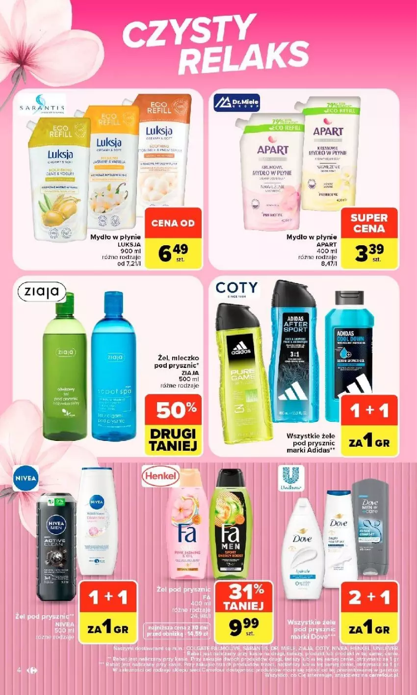 Gazetka promocyjna Carrefour - Gazetka Market w SUMIE siebie znasz najlepiej - ważna 07.09 do 19.09.2026 - strona 4 - produkty: Adidas, Dove, Fa, Luksja, Mleczko, Mola, Monte, Mydło, Mydło w płynie, Rum, Ser, Serum, Ziaja