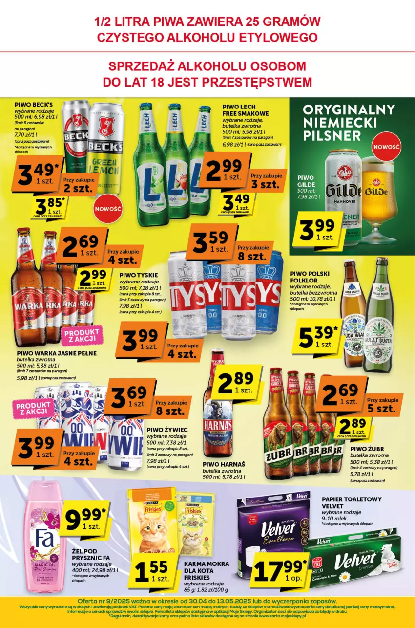 Gazetka promocyjna ABC - ważna 30.04 do 13.05.2025 - strona 12 - produkty: Fa, Gra, Harnaś, Papier, Papier toaletowy, Piwo, Velvet, Warka