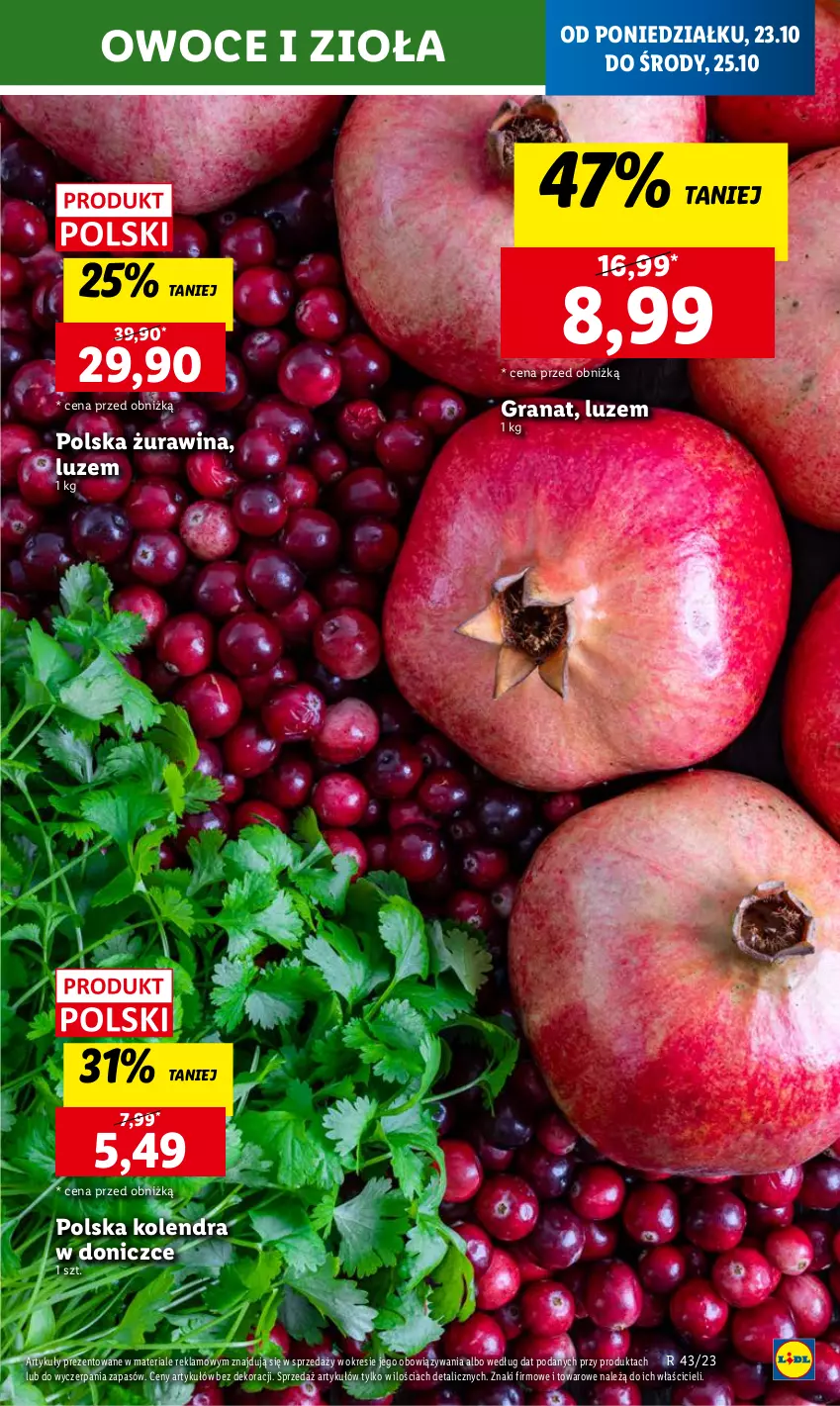 Gazetka promocyjna Lidl - GAZETKA - ważna 23.10 do 25.10.2023 - strona 11 - produkty: Gra, Granat, Kolendra, Owoce