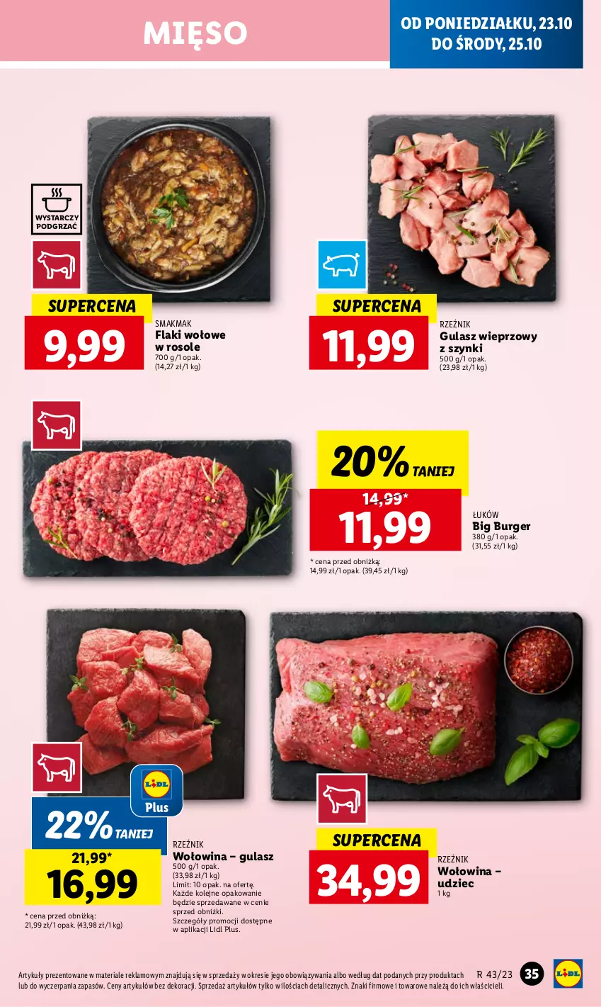 Gazetka promocyjna Lidl - GAZETKA - ważna 23.10 do 25.10.2023 - strona 39 - produkty: Burger, Flaki, Flaki wołowe, Mięso, Olej, Wołowina