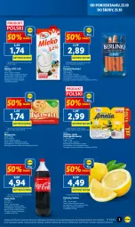 Gazetka promocyjna Lidl - GAZETKA - Gazetka - ważna od 25.10 do 25.10.2023 - strona 3 - produkty: Ser, Gra, Parówki, Cytryny, Coca-Cola, Serek homogenizowany, Serek, Pilos, Margaryna, Morliny, Kasia, Olej, Berlinki, Mleko