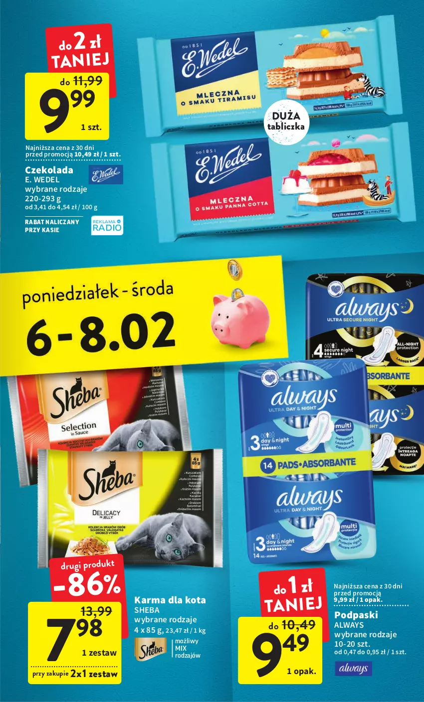 Gazetka promocyjna Intermarche - Gazetka Intermarche - ważna 02.02 do 08.02.2023 - strona 39 - produkty: Always, Czekolada, E. Wedel, Podpaski, Sheba