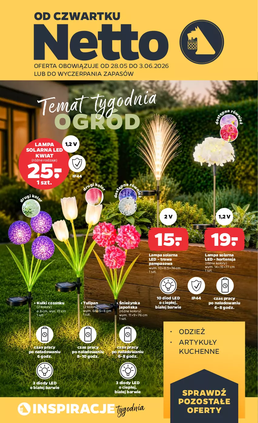 Gazetka promocyjna Netto - Od Czwartku - ważna 28.05 do 03.06.2026 - strona 1 - produkty: Lampa, Ogród, Tulipan