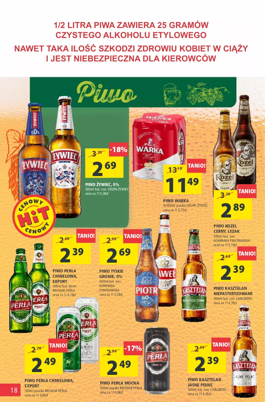 Gazetka promocyjna Arhelan - Gazetka - ważna 12.03 do 21.03.2021 - strona 18 - produkty: Carlsberg, Kasztelan, Kozel, Perła, Piwo, Por, Tyskie, Warka