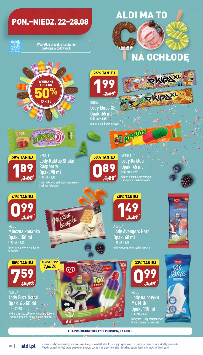 Gazetka promocyjna Aldi - Pełny katalog - ważna 22.08 do 28.08.2022 - strona 10 - produkty: Algida, Ananas, Avengers, Kaktus, LG, Lodówka, Lody, Mleczna kanapka, Nestlé