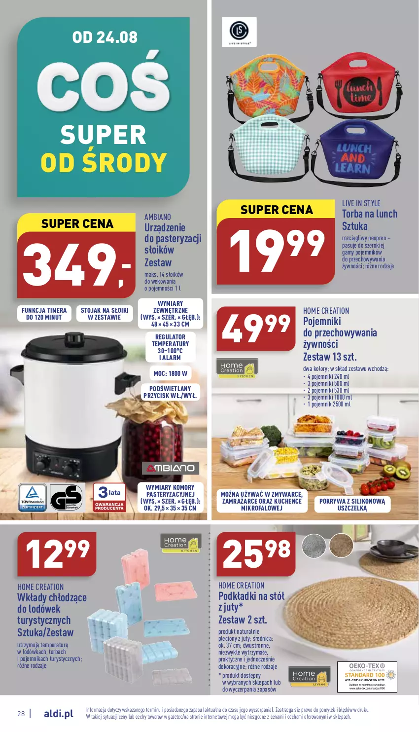 Gazetka promocyjna Aldi - Pełny katalog - ważna 22.08 do 28.08.2022 - strona 28 - produkty: Fa, Lodówka, Podkład, Pojemnik, Pokrywa, Stojak, Stół, Torba