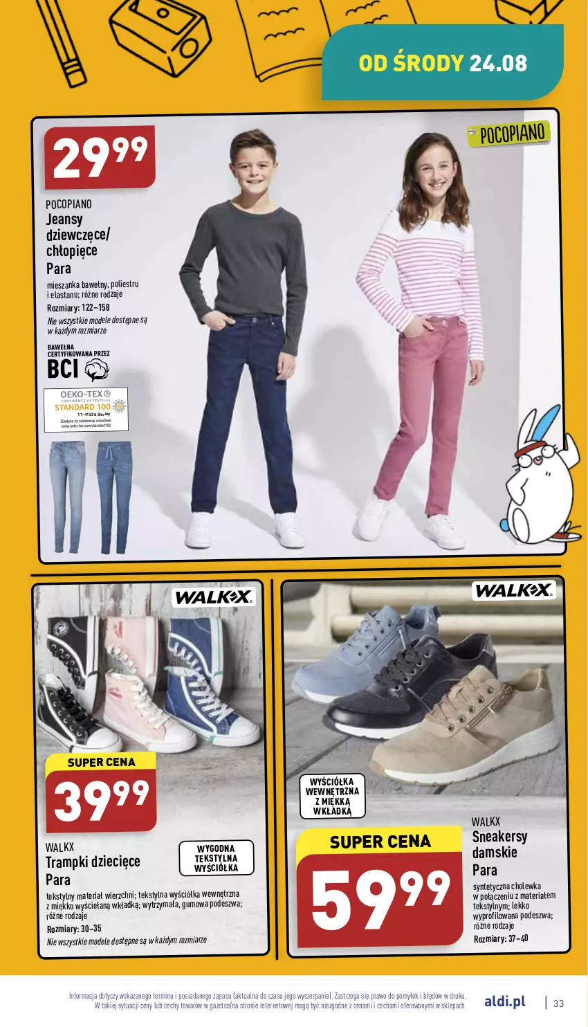 Gazetka promocyjna Aldi - Pełny katalog - ważna 22.08 do 28.08.2022 - strona 33 - produkty: Dzieci, Pocopiano, Sneakersy, Trampki