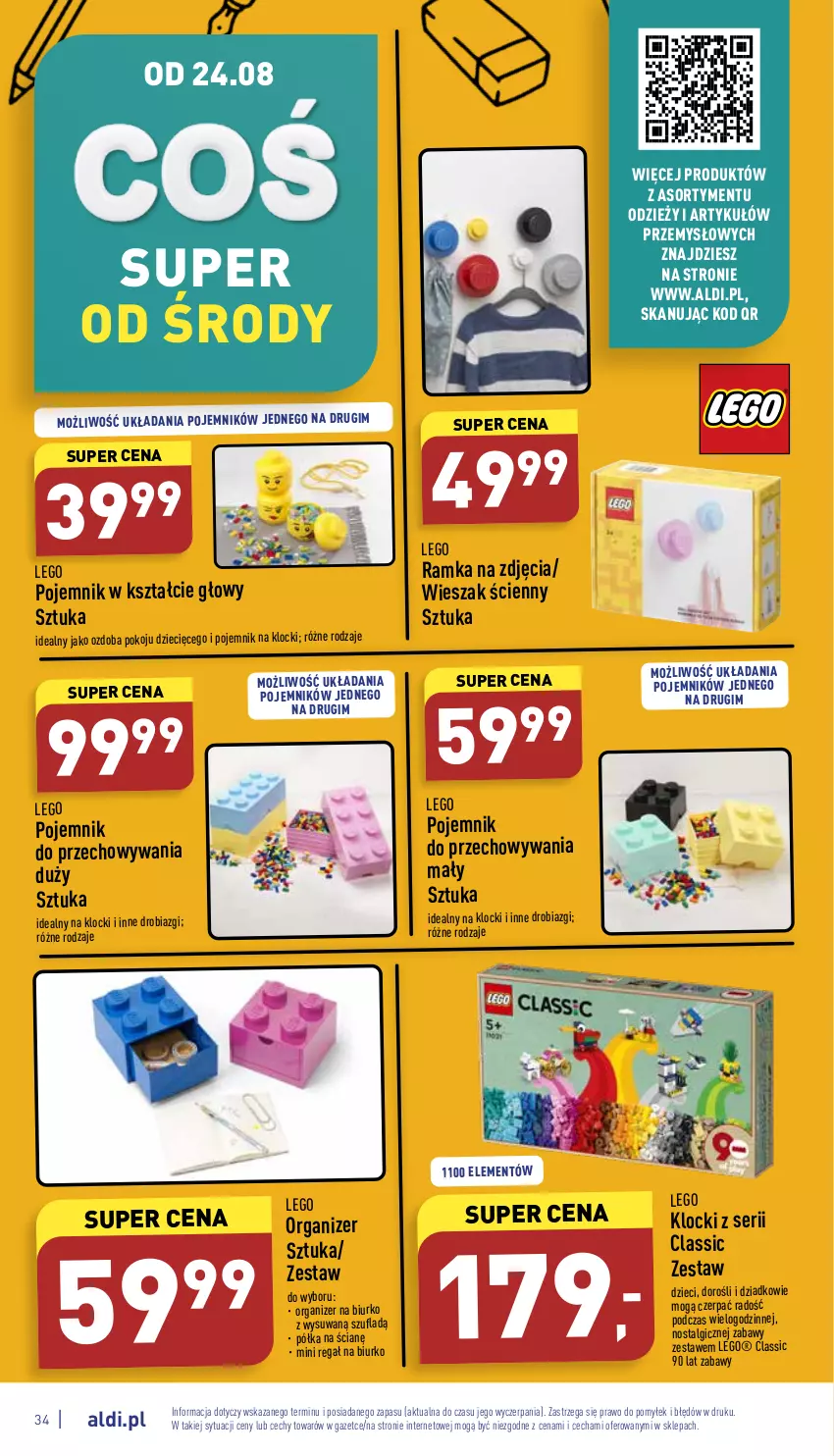 Gazetka promocyjna Aldi - Pełny katalog - ważna 22.08 do 28.08.2022 - strona 34 - produkty: Biurko, Dzieci, Klocki, LEGO, LG, Organizer, Ozdoba, Pojemnik, Pojemnik do przechowywania, Półka, Ramka, Regał, Ser, Wieszak