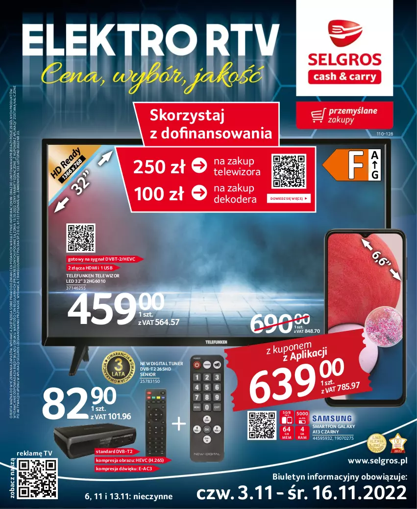 Gazetka promocyjna Selgros - Katalog Elektro - ważna 03.11 do 16.11.2022 - strona 1 - produkty: Fa, Gala, LG, Obraz, Smartfon, Telewizor, Top, Tran